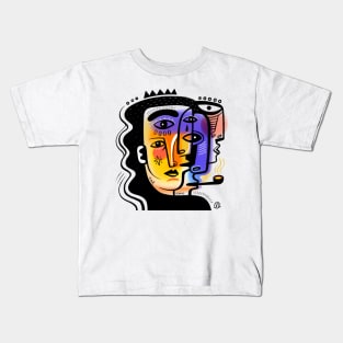 Picasso face style Kids T-Shirt